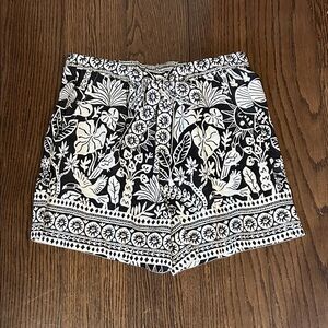 Johnny Was Black & White Tropical Print Drawstring Shorts  NEW Luciana short